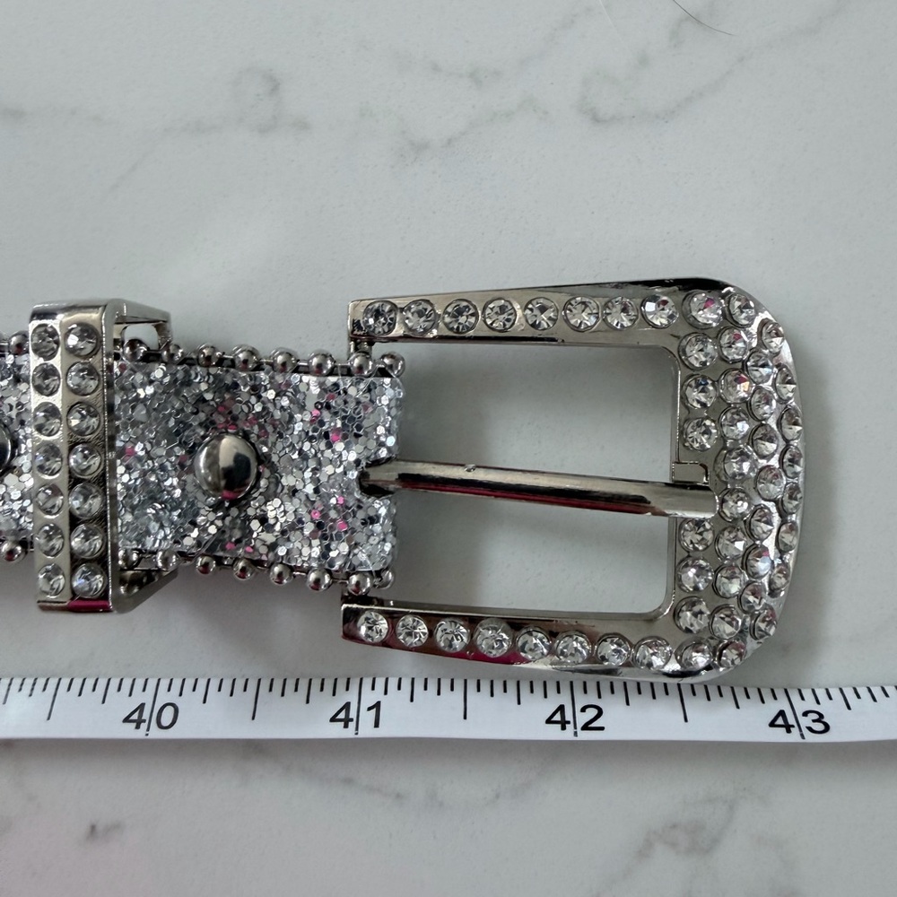 New Y2K Silver Full Rhinestone Embellished Belt - Picture 5 of 5